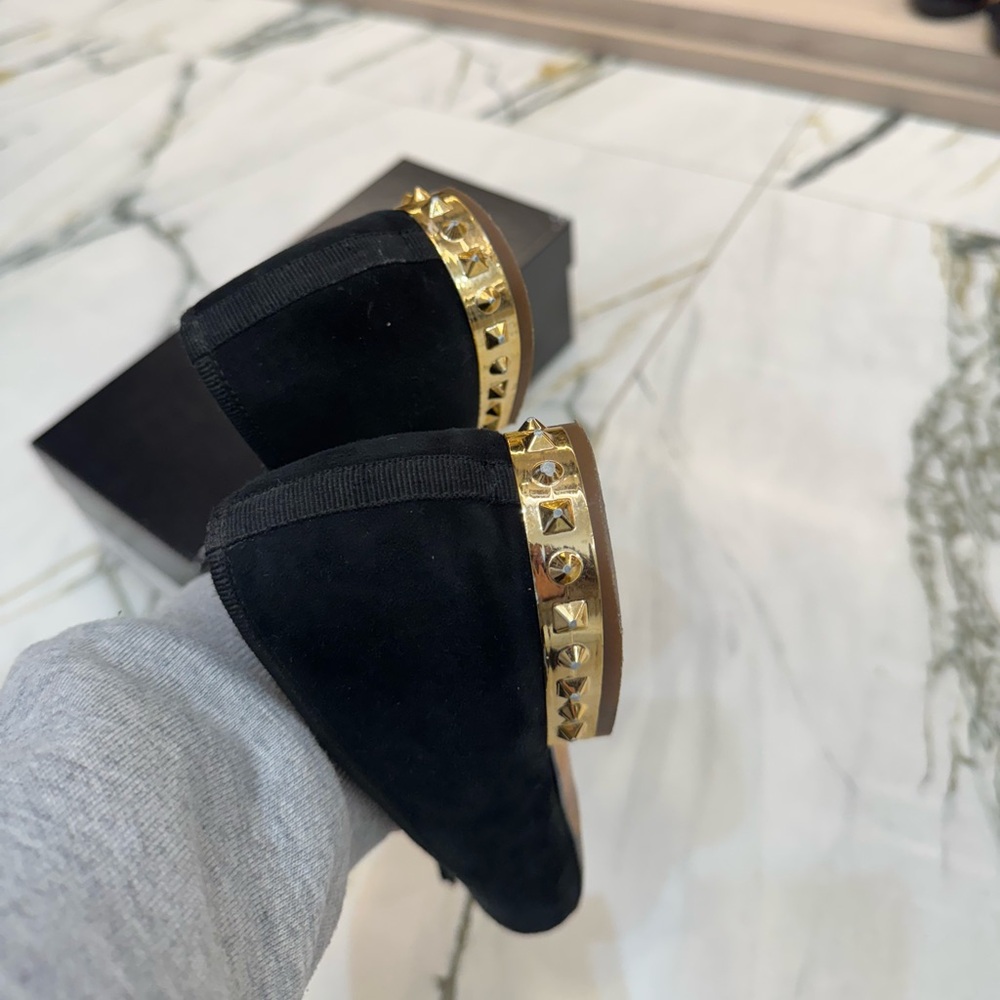 J. Crew Black Suede Ballet Flats with Gold Studded Heel.Size 9 1/2 Made in italy - Picture 16 of 16
